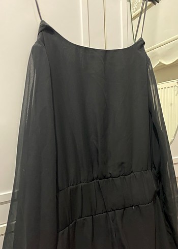 Siyah V Yaka  Midi Gotik Elbise - Görsel 3