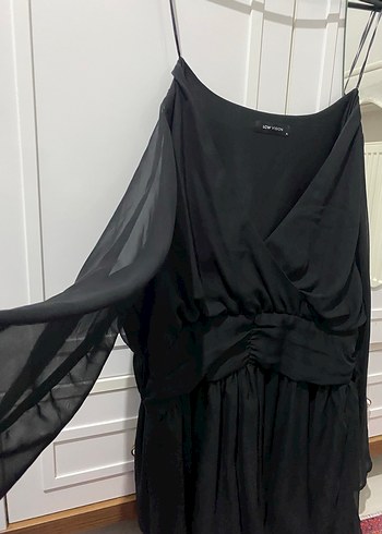 Siyah V Yaka  Midi Gotik Elbise - Görsel 4