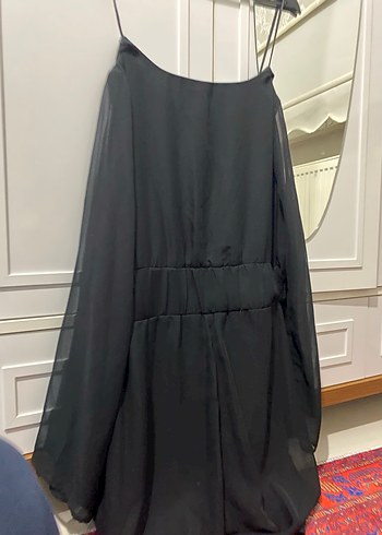 Siyah V Yaka  Midi Gotik Elbise - Görsel 2