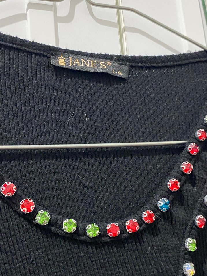 Boncuk Detaylı Siyah Triko Kadın Bluz - Görsel 3