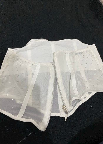 Dantel Detaylı Beyaz Straplez Mini Büstiyer - Görsel 6