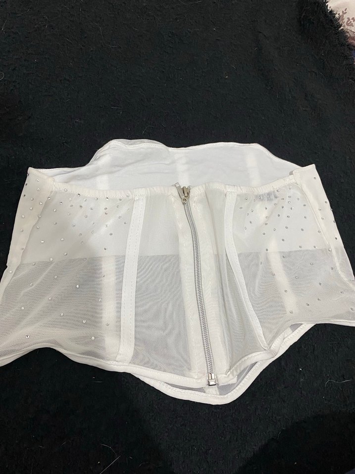 Dantel Detaylı Beyaz Straplez Mini Büstiyer - Görsel 5