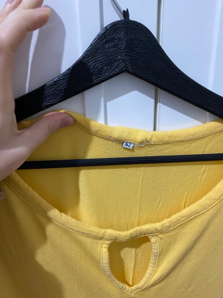 Sarı  Kolsuz V Yakalı Kadın Elbise - Görsel 2