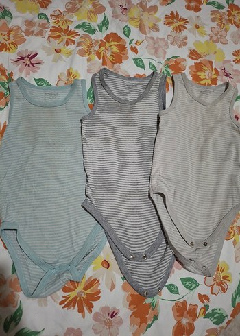 Gri Çizgili Erkek Bebek Askılı Body - Görsel 2