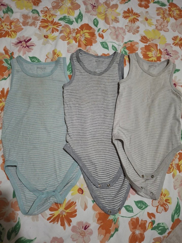 Gri Çizgili Erkek Bebek Askılı Body - Görsel 2