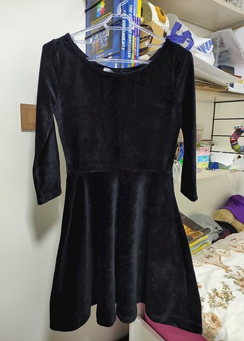 Siyah Kadife Kadın Midi Uzun Kollu Elbise - Görsel 3