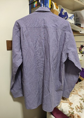 Mor Gri Kareli Pamuklu Erkek Gömlek - Görsel 5