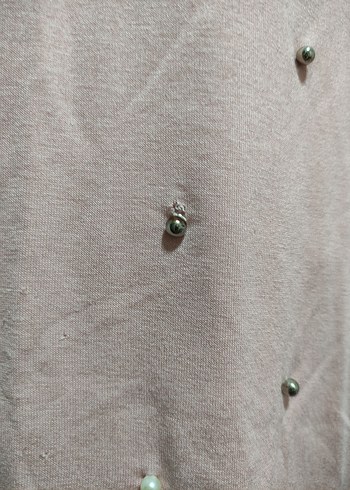 Boncuk Detaylı Pudra Pembe Kadın Bluz - Görsel 2