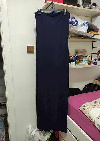 Kadın Lacivert Uzun Straplez Elbise - Görsel 2