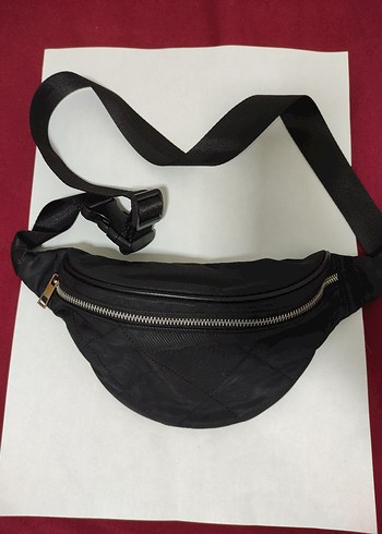 Siyah Su Geçirmez Kumaş Kadın Bel Çantası - Görsel 3