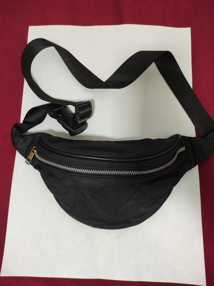 Siyah Su Geçirmez Kumaş Kadın Bel Çantası - Görsel 3