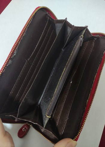 Parlak Kırmızı Kalp Nakışlı Kalp Charmlı Kadın Cüzdanı - Görsel 7