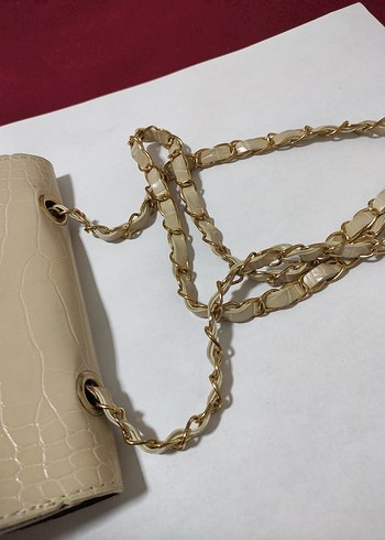 Bej Zincir Detaylı Kadın Deri Çanta - Görsel 6