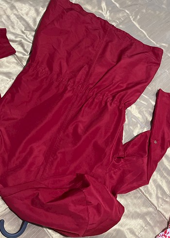 Bordo Fermuarlı Midi Kadın Cekek yağmurluk - Görsel 3