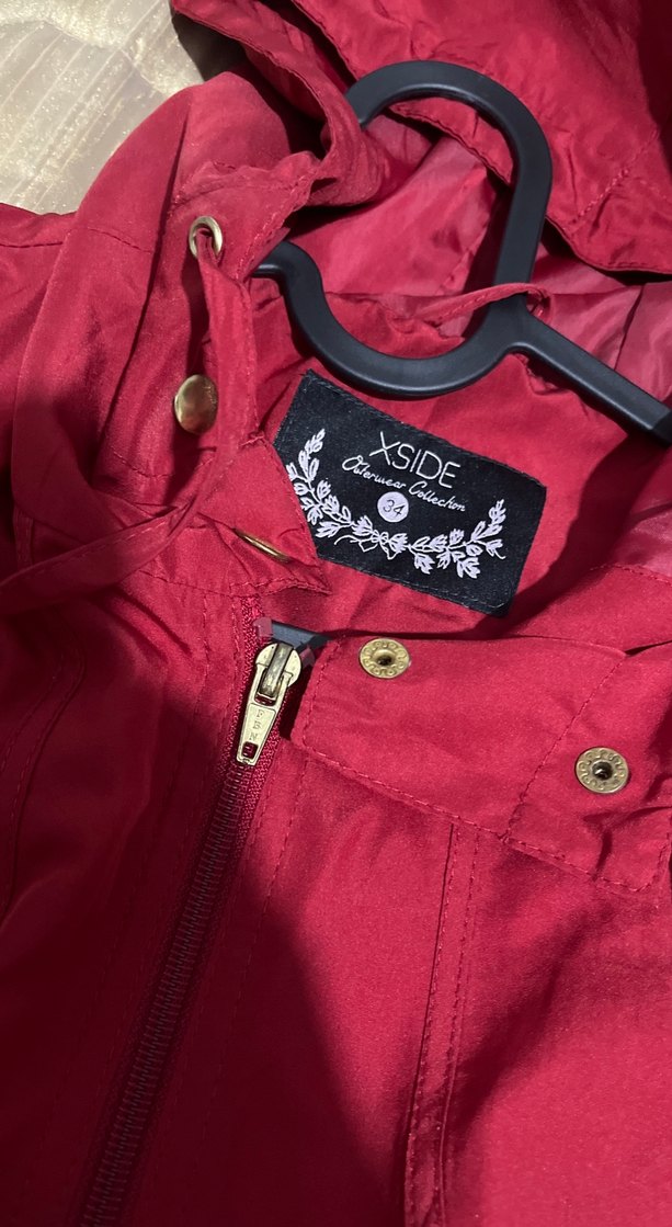 Bordo Fermuarlı Midi Kadın Cekek yağmurluk - Görsel 2