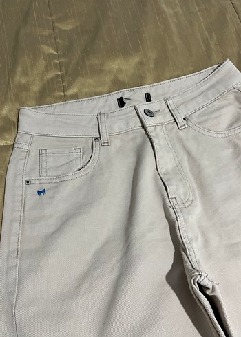 Bej Gri Midi Boy Regular Fit Kadın Denim Pantolon - Görsel 2