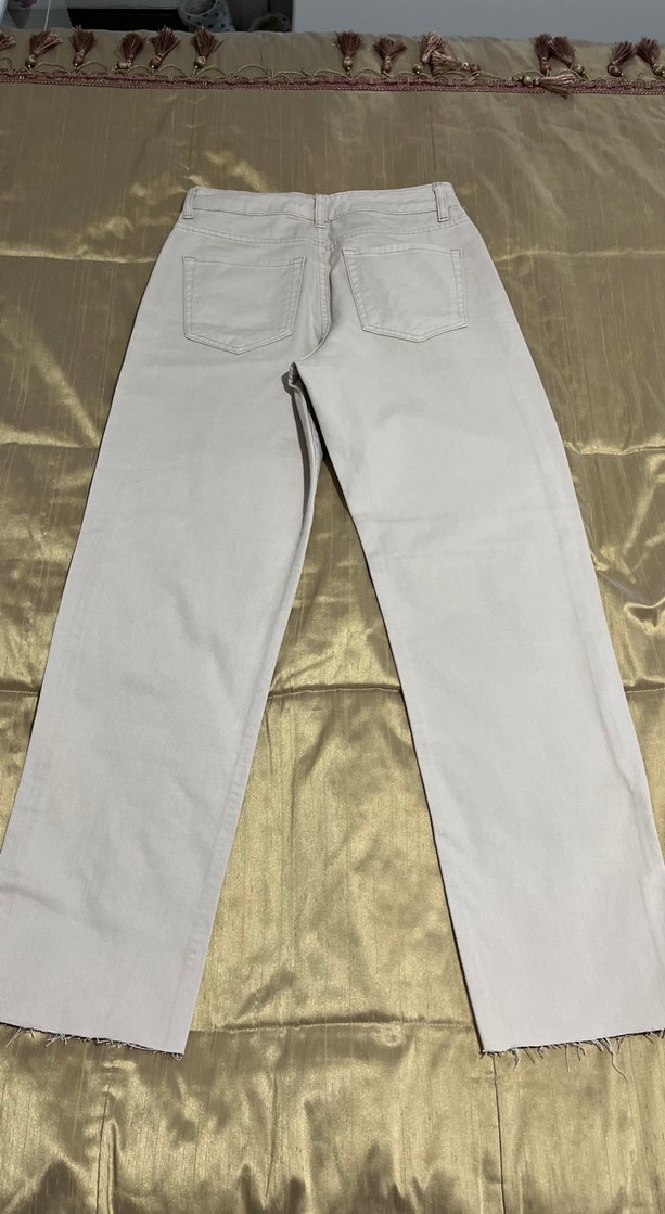 Bej Gri Midi Boy Regular Fit Kadın Denim Pantolon - Görsel 3