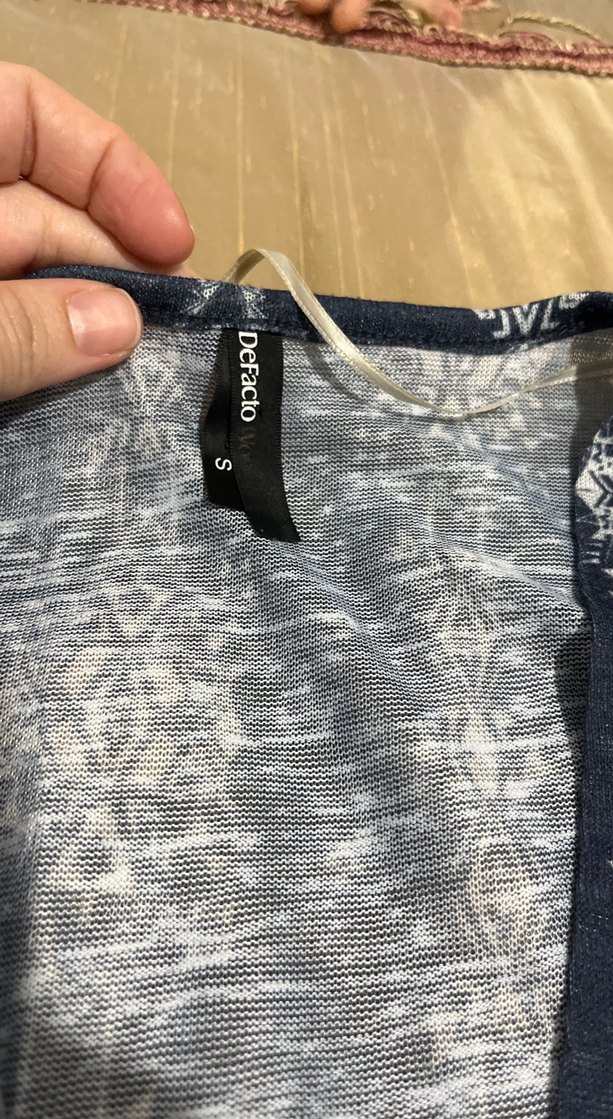 Uzun Lacivert Bohem Bağlama Desenli Kadın Kimono - Görsel 2