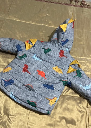 Erkek Çocuk Gri Desenli Fermuarlı Mont - Görsel 4