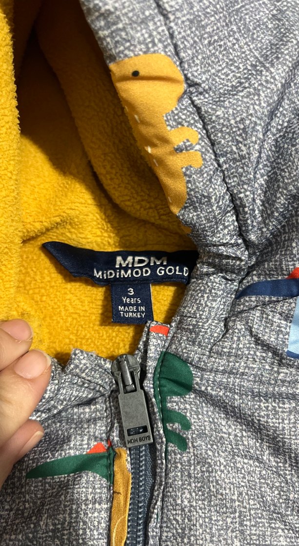 Erkek Çocuk Gri Desenli Fermuarlı Mont - Görsel 3