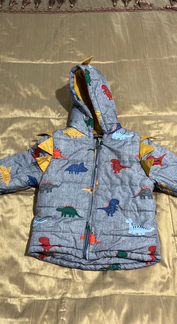 Erkek Çocuk Gri Desenli Fermuarlı Mont - Görsel 2