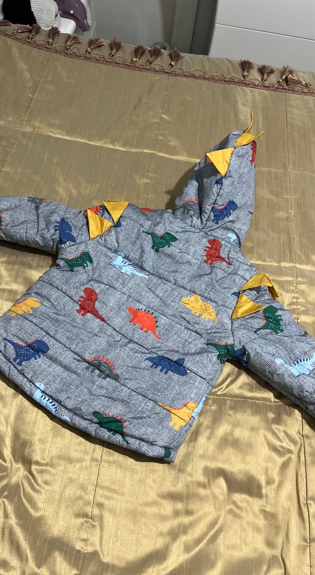 Erkek Çocuk Gri Desenli Fermuarlı Mont - Görsel 4