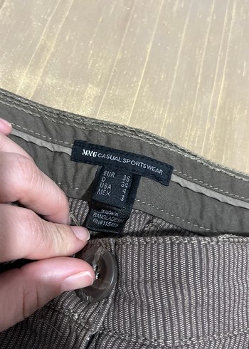 Gri Pilili Midi Kadın Kumaş 
Pantolon - Görsel 3