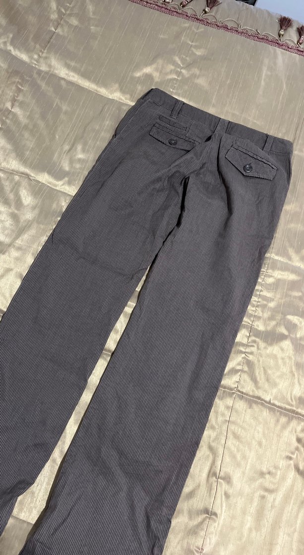 Gri Pilili Midi Kadın Kumaş 
Pantolon - Görsel 4