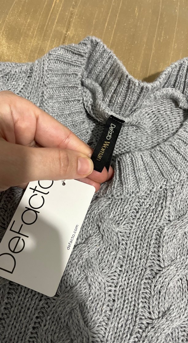 Gri Örgü Kadın Kazak - Görsel 2