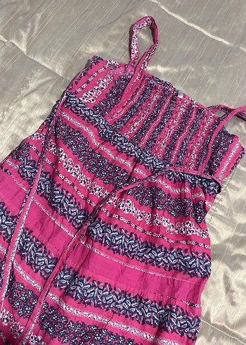 Pembe Bağlamalı Uzun Bohem Elbise - Görsel 4