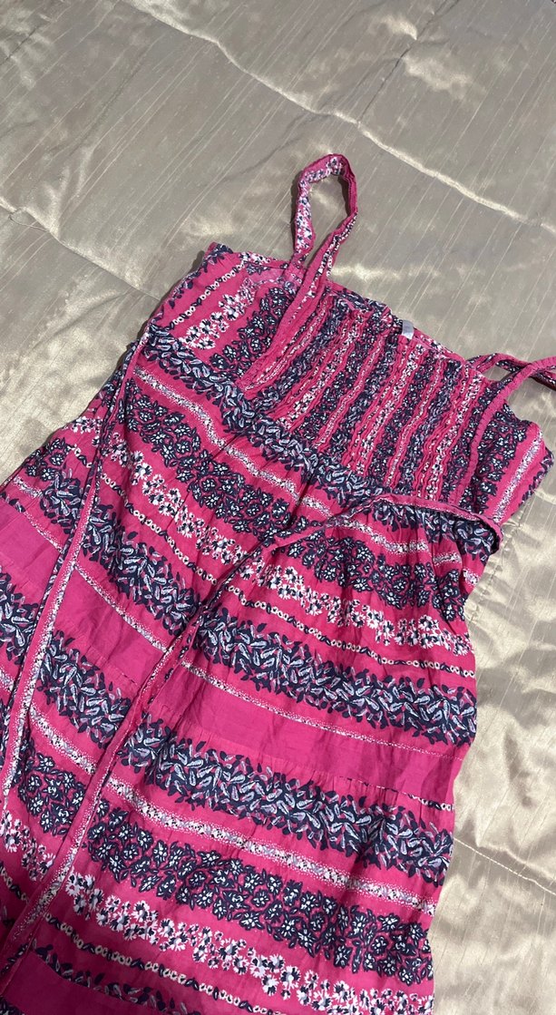 Pembe Bağlamalı Uzun Bohem Elbise - Görsel 4