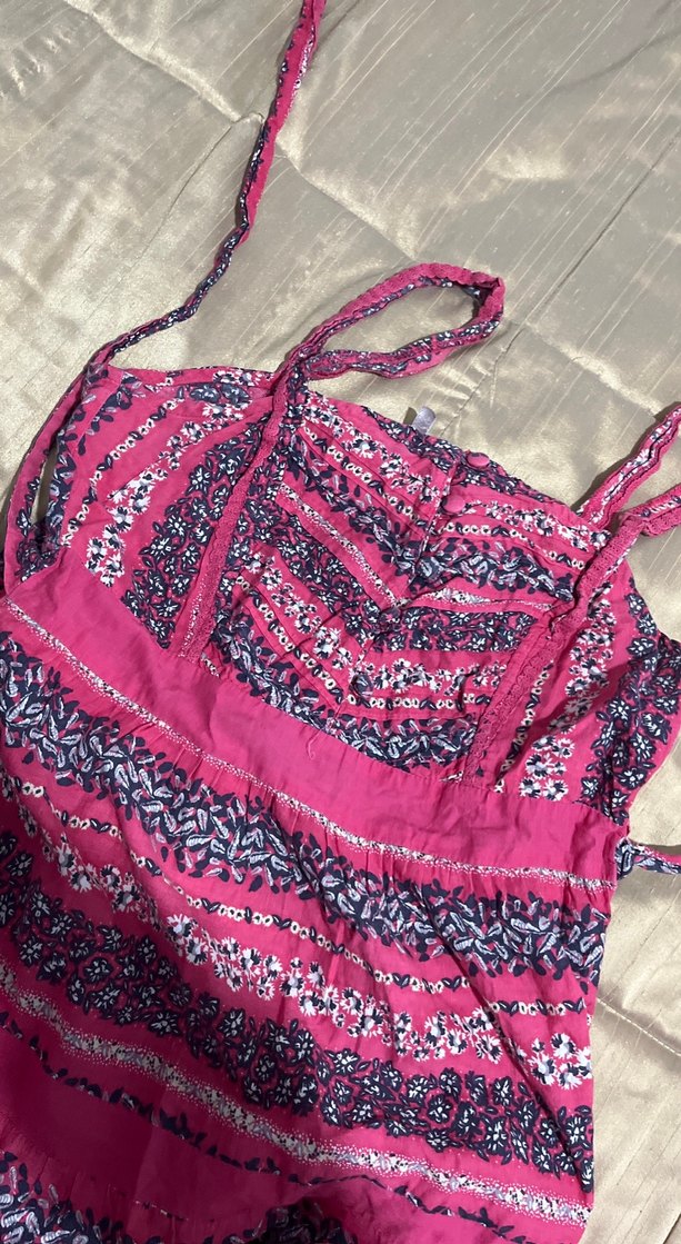 Pembe Bağlamalı Uzun Bohem Elbise - Görsel 2