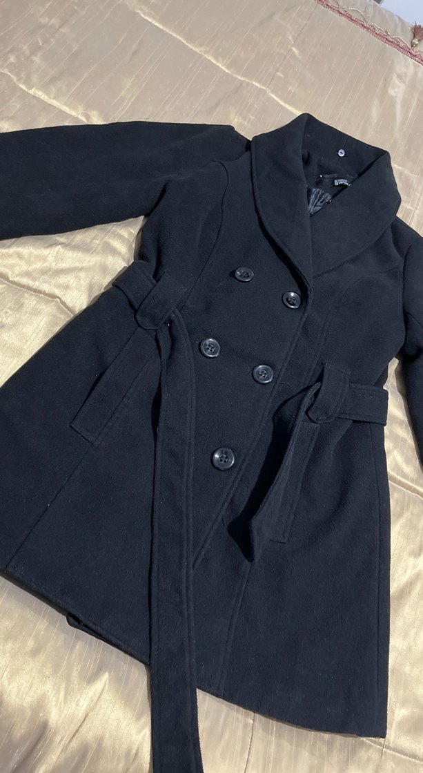 Siyah Çift Düğmeli Kaban - Görsel 3