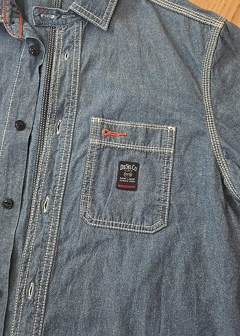 Diesel Erkek Gri Mavi Düğmeli Denim Gömlek