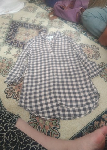 h&m Gri Kareli Uzun Kollu Pamuklu çocuk Gömlek