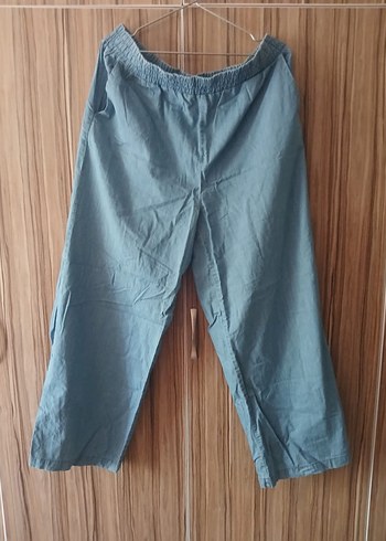 Mavi Pastel Renkli Bol Kesim Midi Kot Pantolon