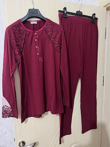 38 Beden bordo Renk Kadın pijama takımı