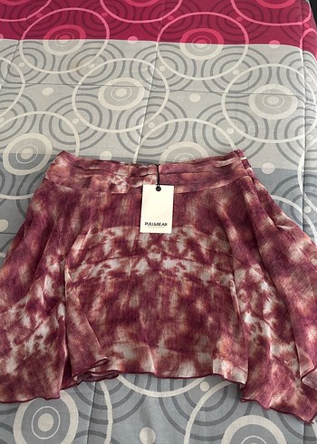 Bordo Batik Desenli Mini etek