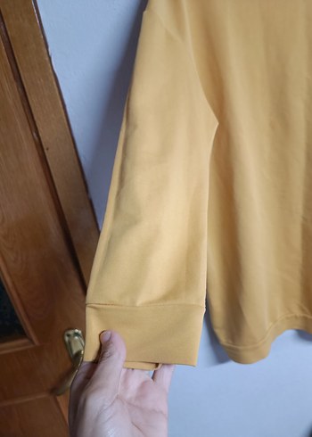 universal Beden Sarı Kadın Sweatshirt, Yuvarlak Yaka, Rahat Kesim