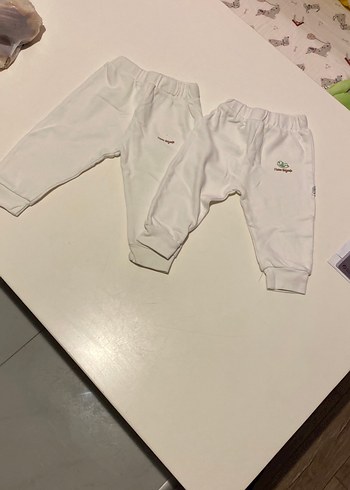 Beyaz Pamuklu Erkek Bebek Bol Kesim Pantolon/Eşofman