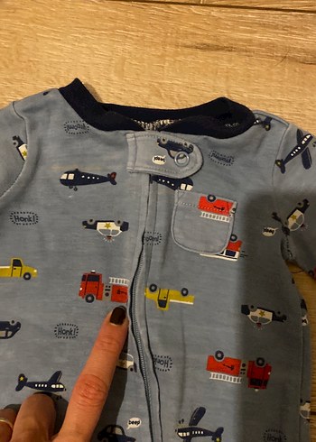 3 Ay Beden gri Renk Gri Baskılı Fermuarlı Bebek Tulumu Carters