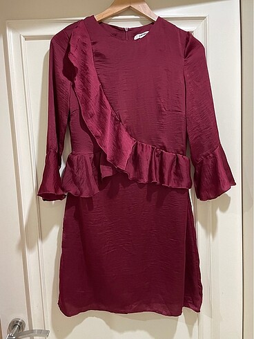 34 Beden Koton bordo elbise