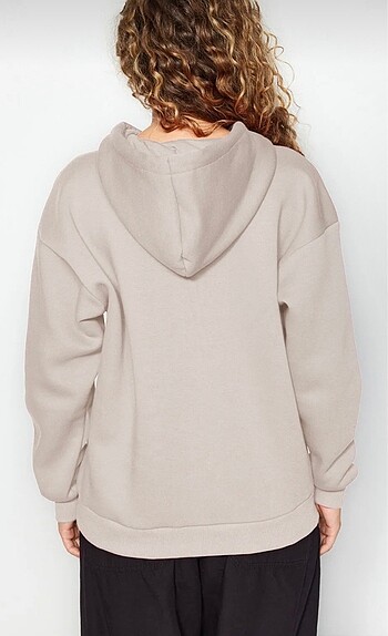 Diğer Bej rengi polarlı kadın sweatshirt