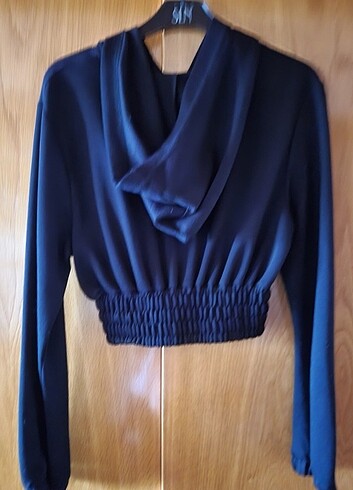 Kapşonlu fermuarlı  kısa kurop - Görsel 2