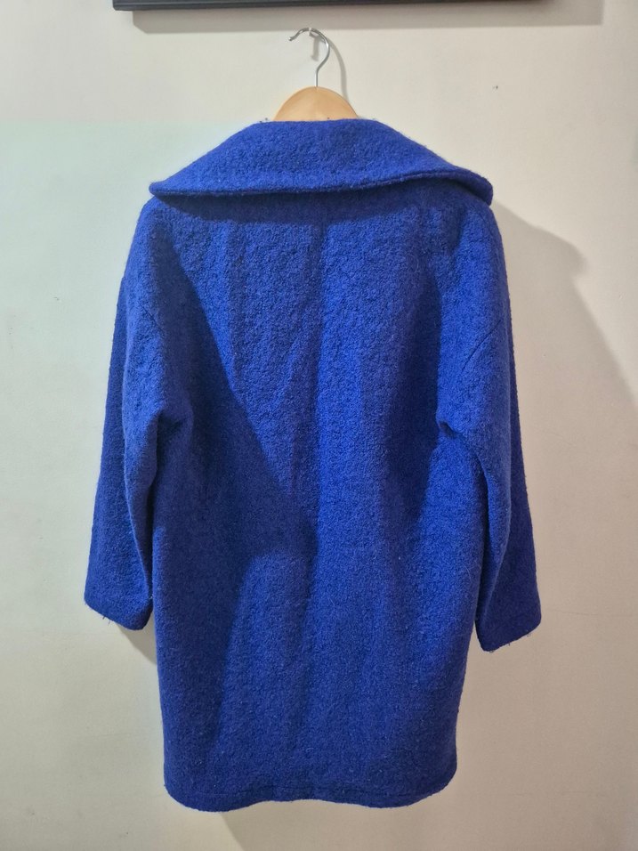 ÖZEL DİKİM - SAKS MAVİSİ BUKLET KAŞE KABAN - Görsel 2