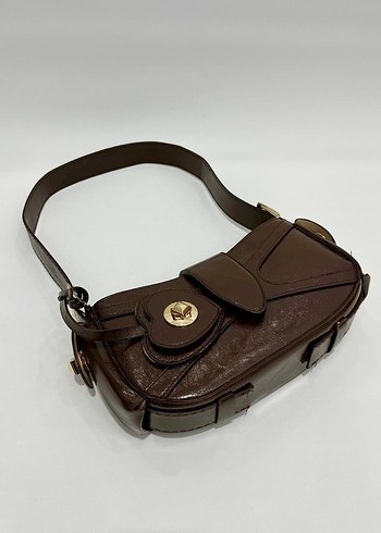 Kalp charm detaylı Kahverengi Deri Kadın Çanta