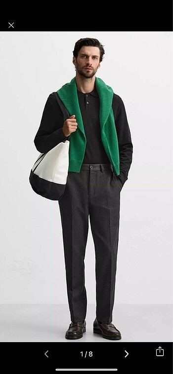 Zara Straight Fit Yünlü Twill Pantolon