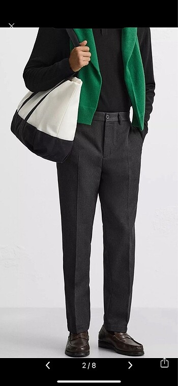 Zara Zara Straight Fit Yünlü Twill Pantolon