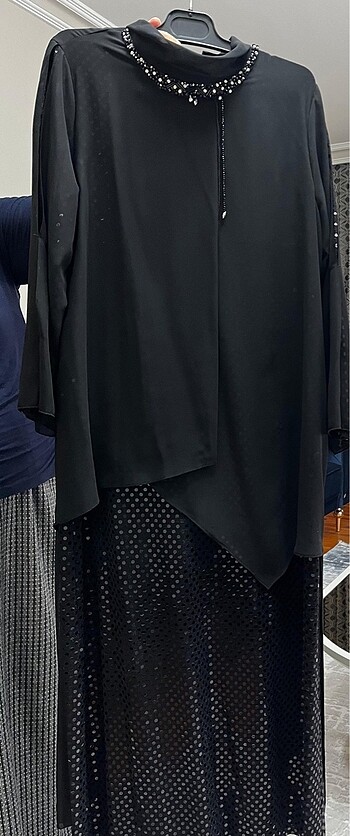 Tesettür pullu tüllü ABİYE
