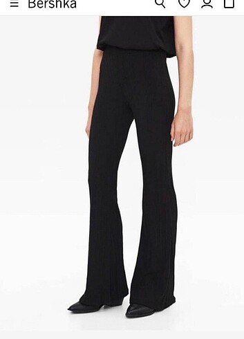 Bershka Siyah İspanyol Flare Pantolon